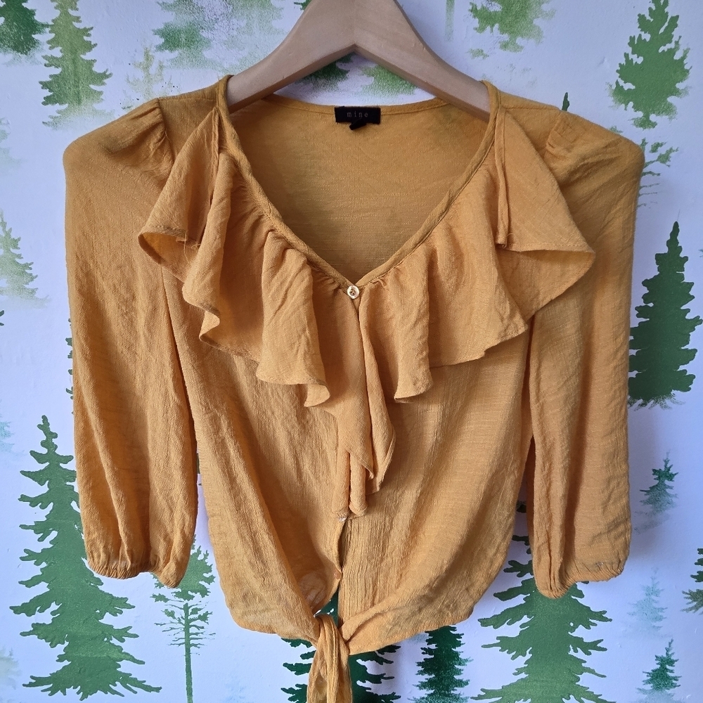 Mine Golden Ruffle Blouse - Picture 1 of 8